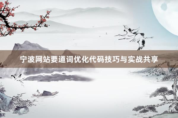 宁波网站要道词优化代码技巧与实战共享