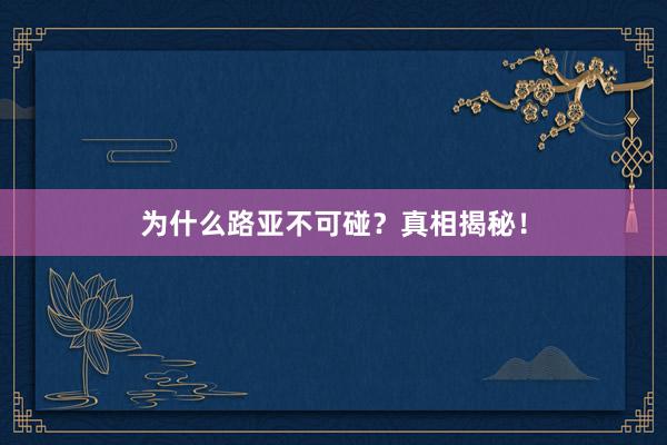 为什么路亚不可碰？真相揭秘！
